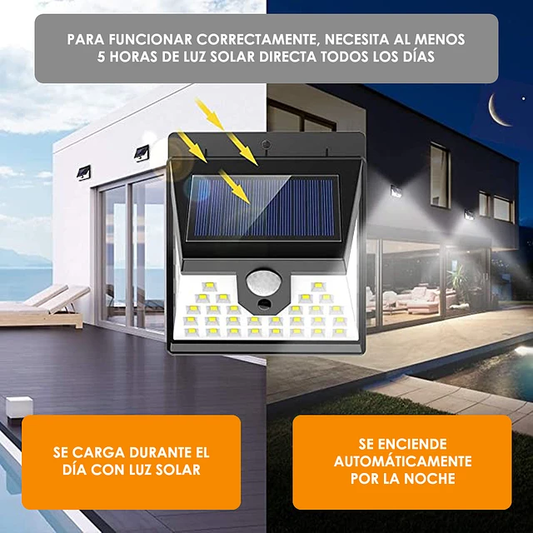 Lampara solar estilo aplique de pared 40 leds